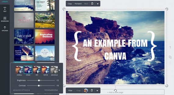 Canva home page