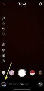 Instagram Reel showing gallery button