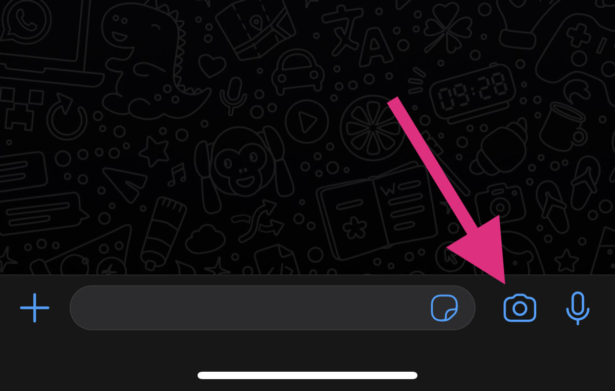 WhatsApp Messenger - showing the camera icon