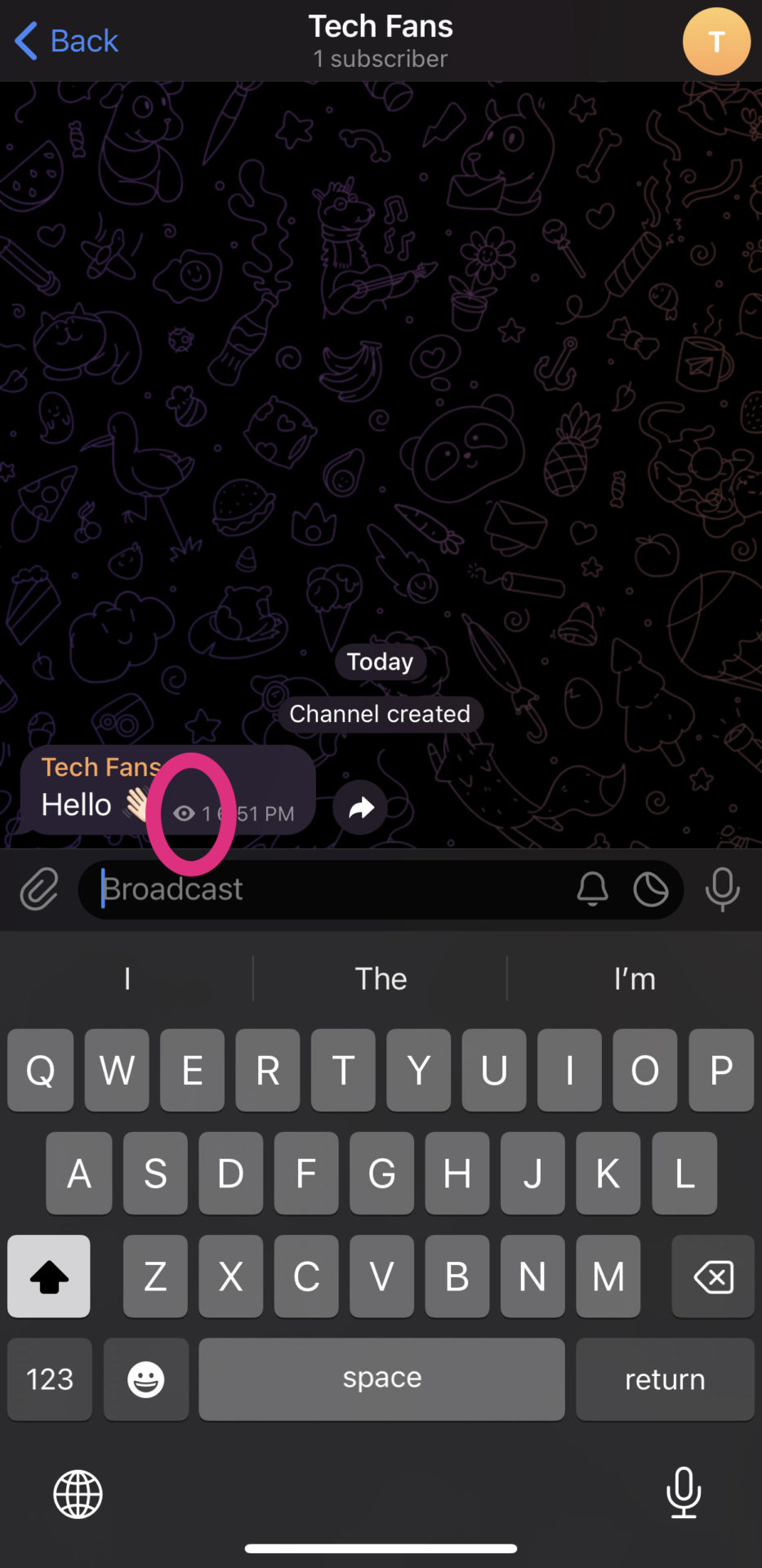Telegram - showing eye icon for channels