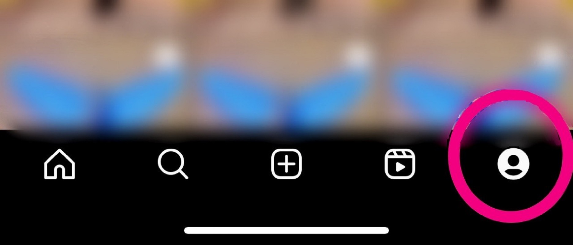 Instagram mobile app - showing the profile button