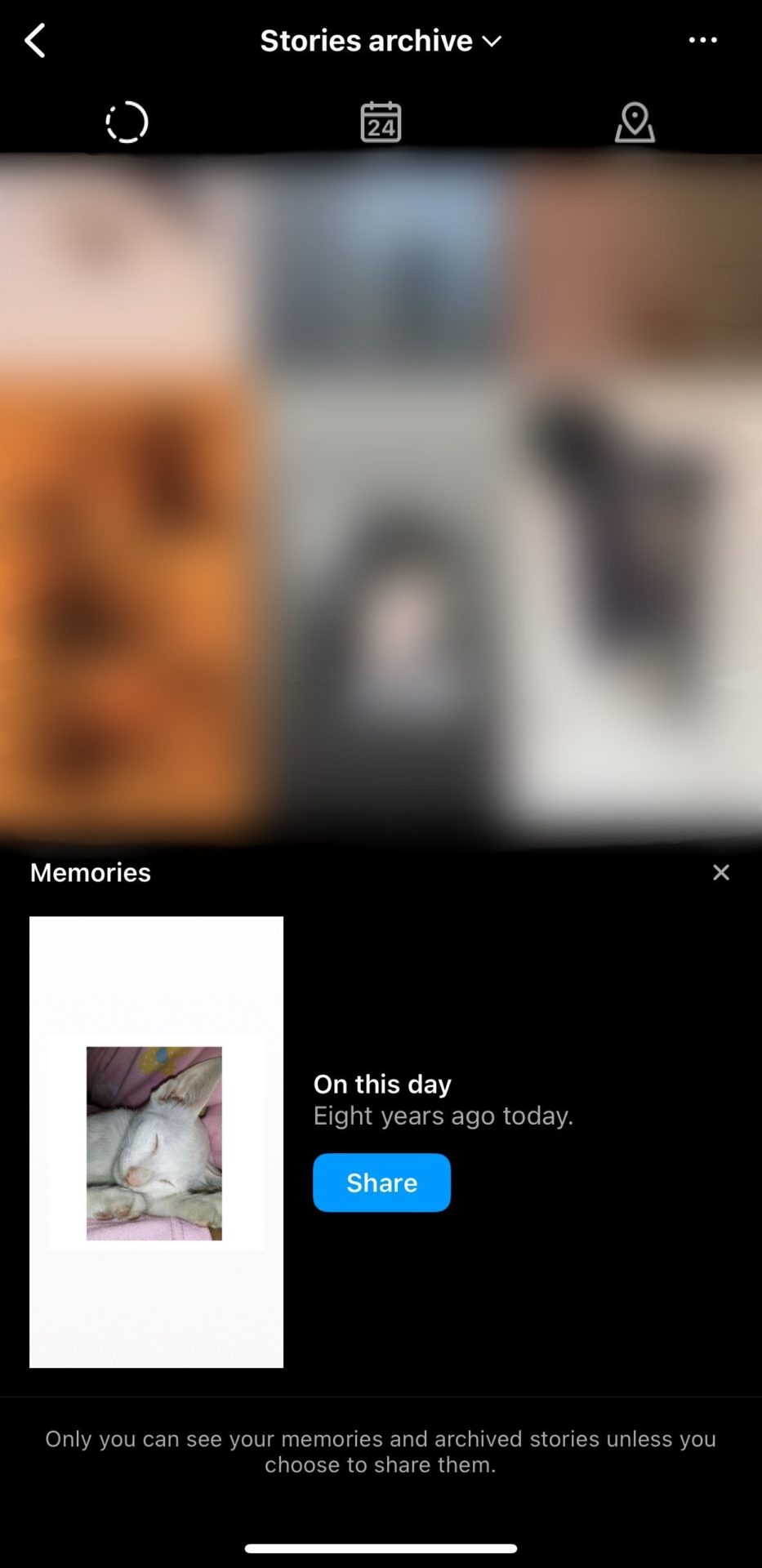 Instagram app - showing memories