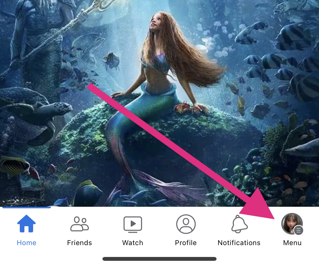 facebook app - shoing the hambuger button/profile icon