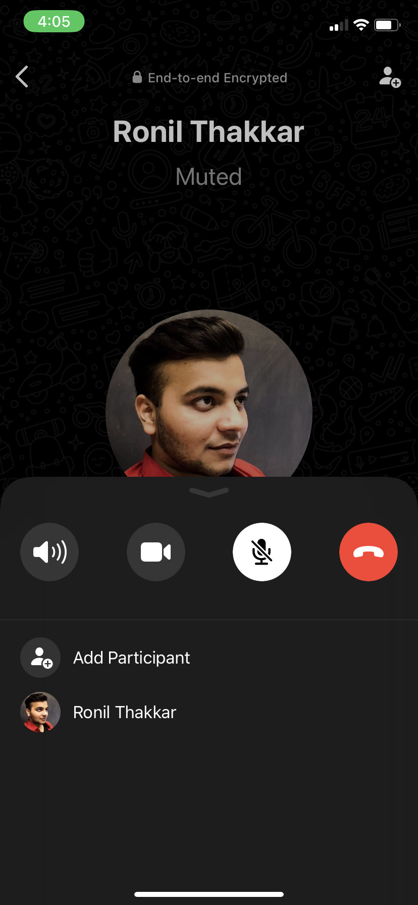 WhatsApp video call add participant option