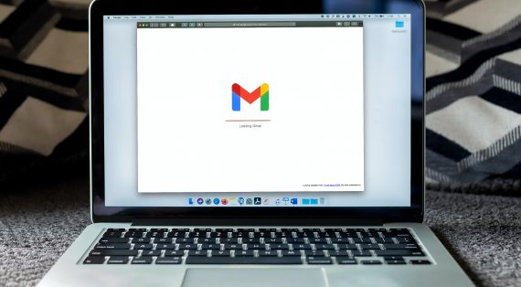 Gmail running on laptop.