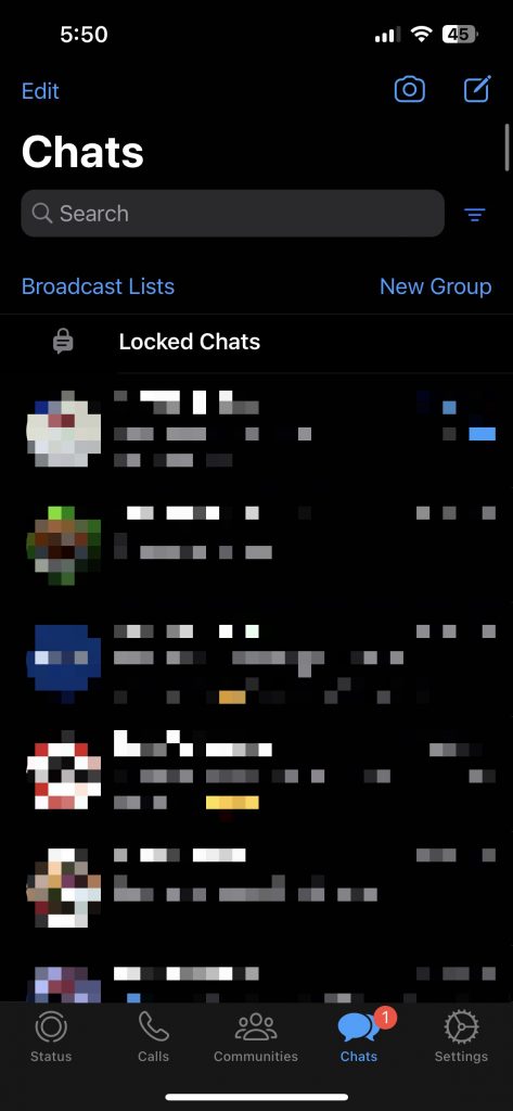Locked chats folder in WhatsApp