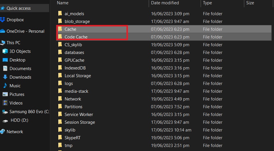 Deleting cache on WIndows