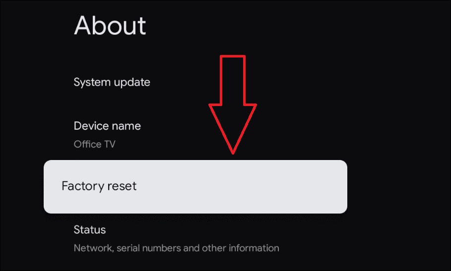 Factory reset in Chromecast