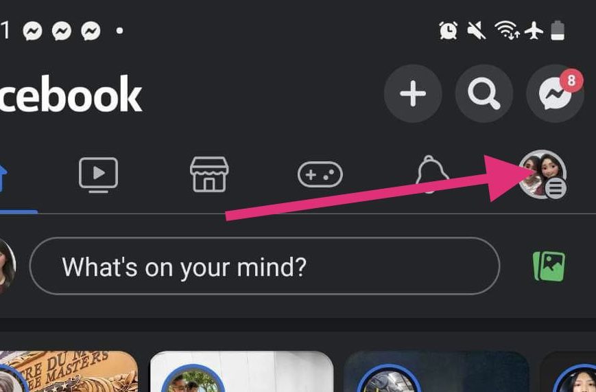 Facebook on Android - Account button