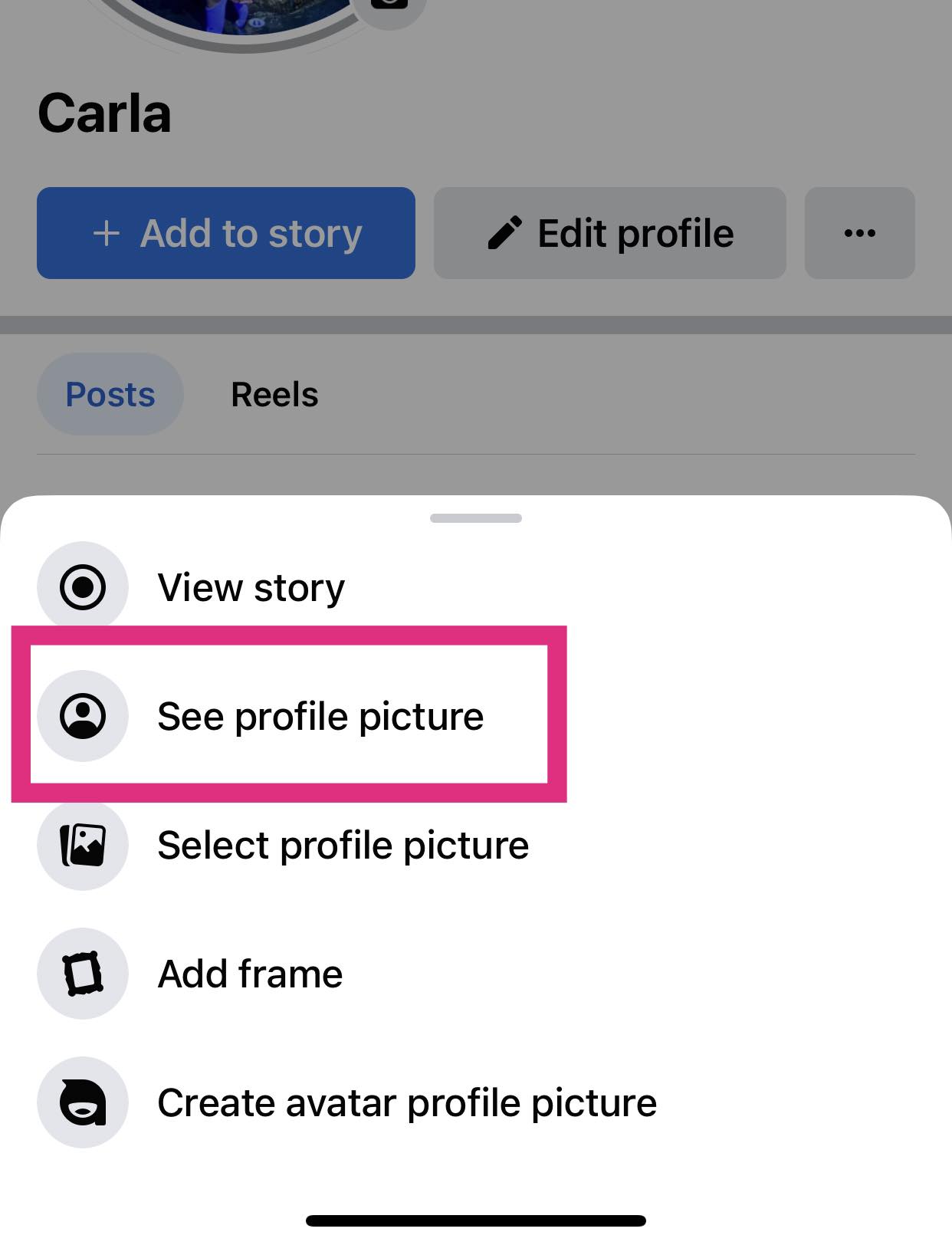 Facebook on iPhone - see profile picture button