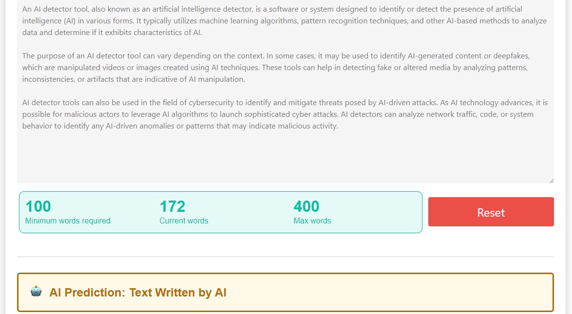 AI writing check AI detector tool