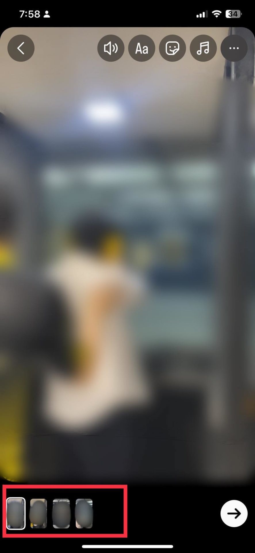 Selecting other videos to edit in Instagram