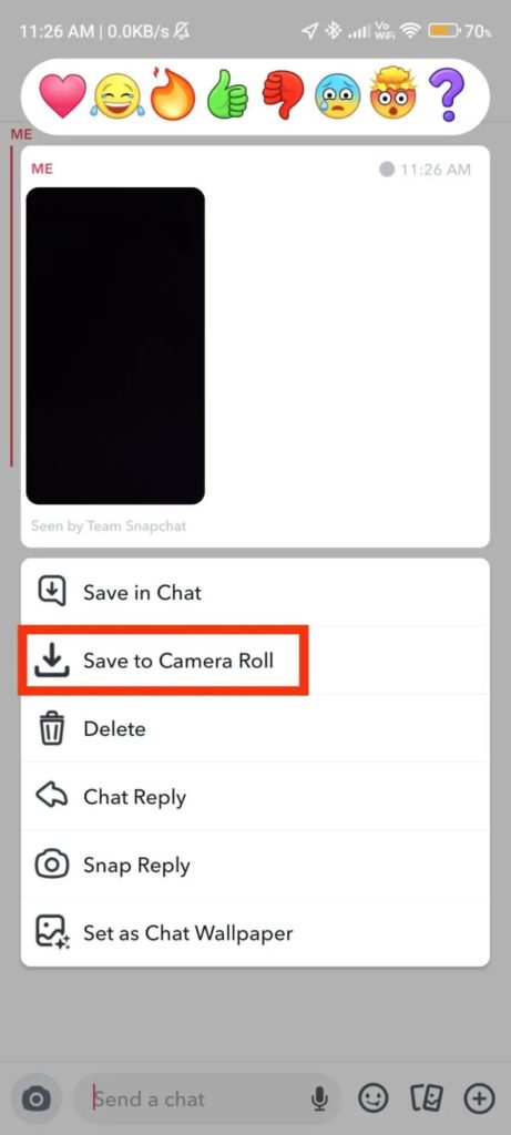 Long Press On Old Snap And Choose Save In Chat Option