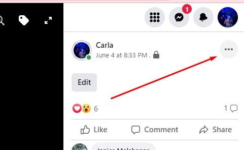 Facebook profile picture on PC - showing ellipsis button