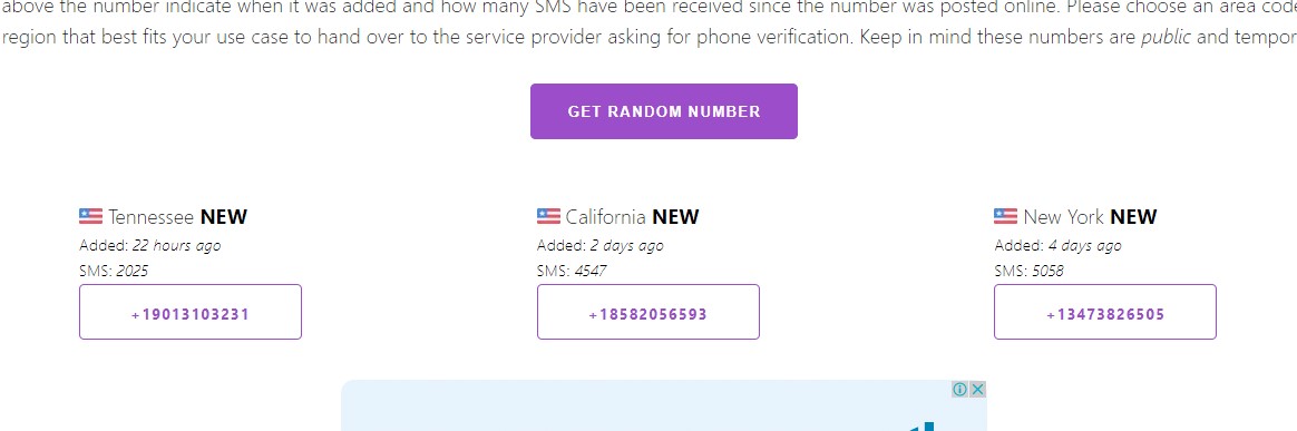sms receive free - random temporary numbers
