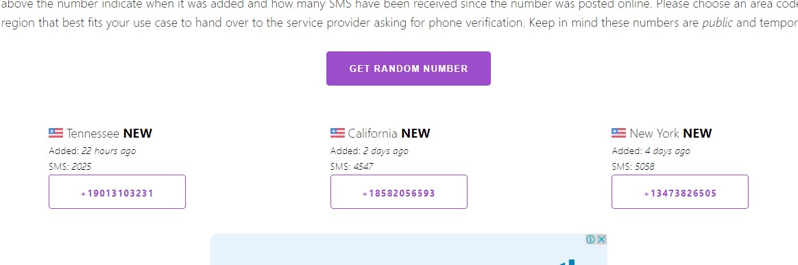 sms receive free - random temporary numbers