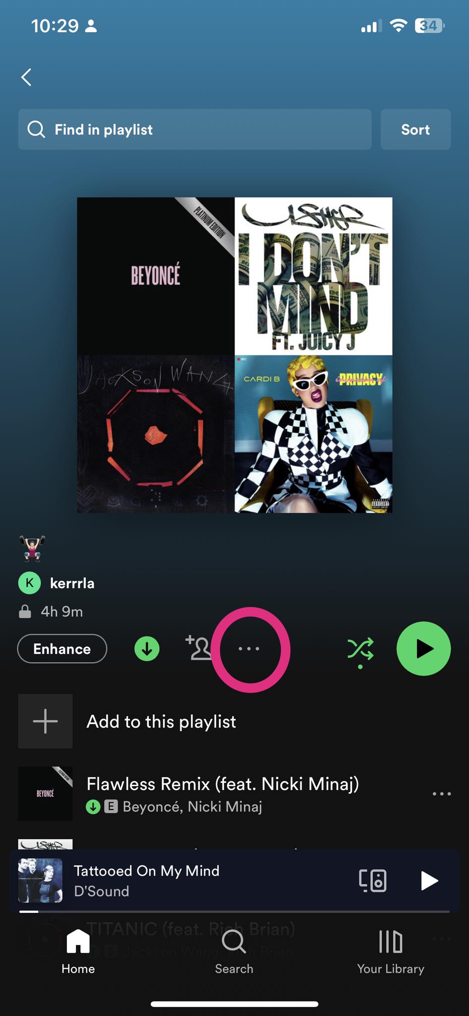 Adding songs to playlist on Spotify mobile