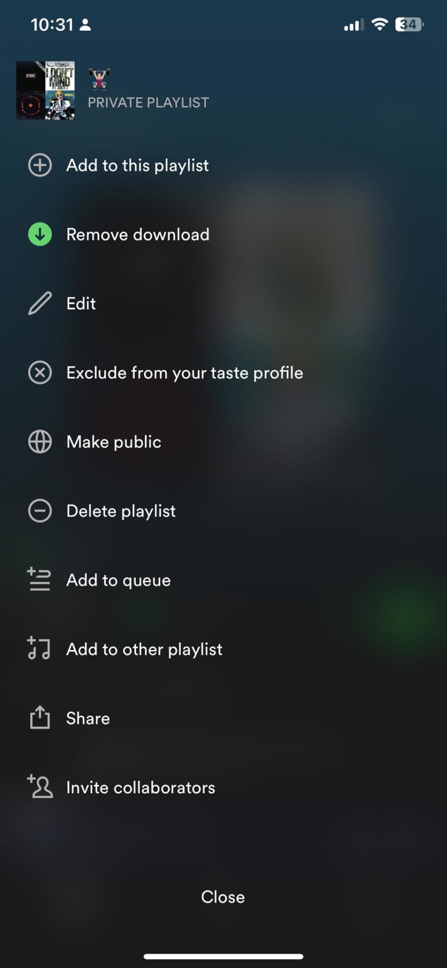 Spotify playlist on mobile 