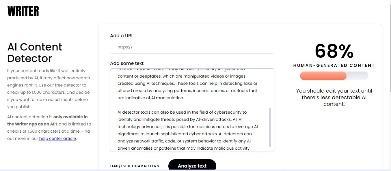 Writer AI detector tool