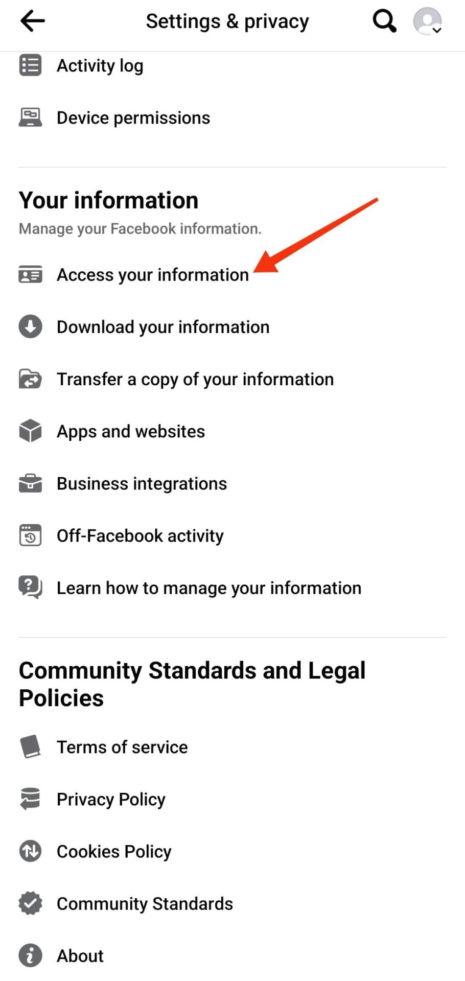Access Your Information Facebook App