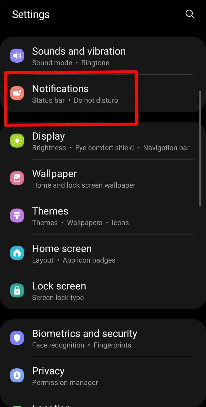 Android Notifications Settings