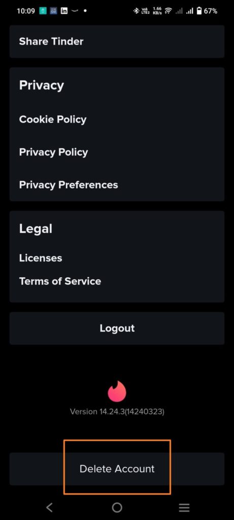 Delete Tinder Account