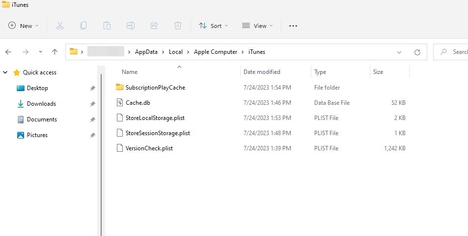 Delete iTunes Cache Folder Windows PC