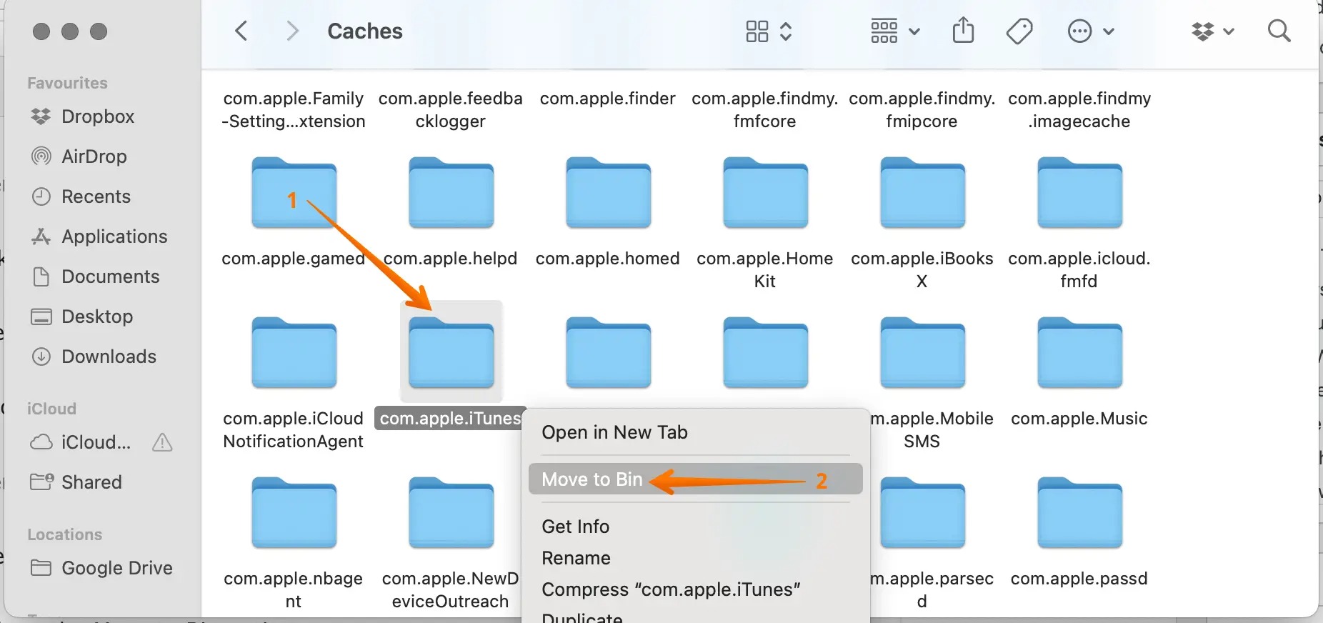 Delete iTunes Cache Folder in macOS