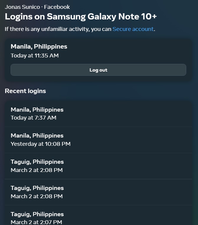 Facebook Account Log Ins