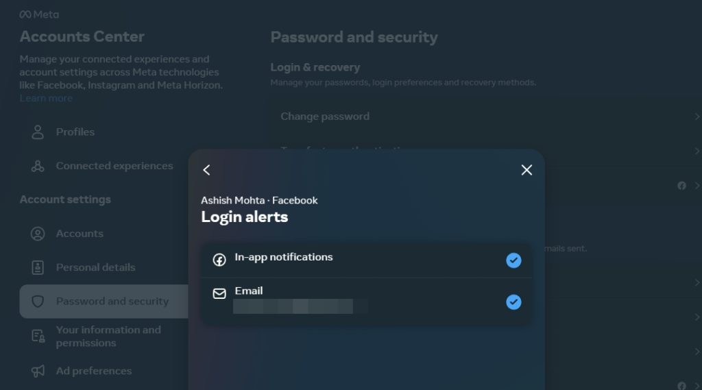 Facebook Email Login Alerts