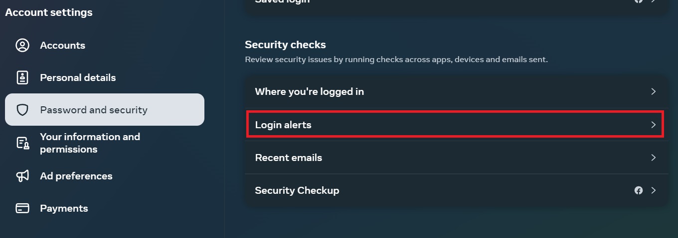 Facebook Login alerts