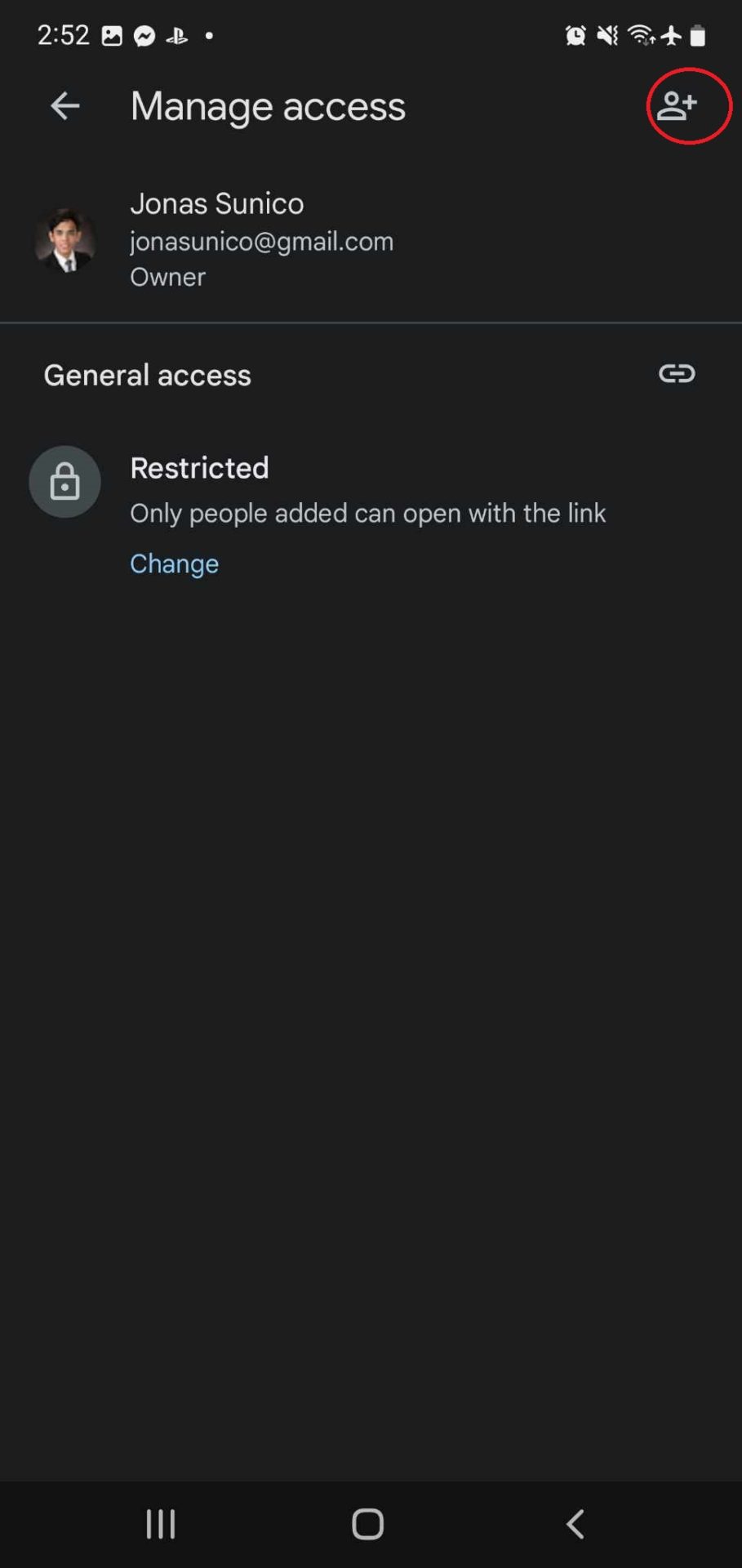 Google Docs File Sharing Menu