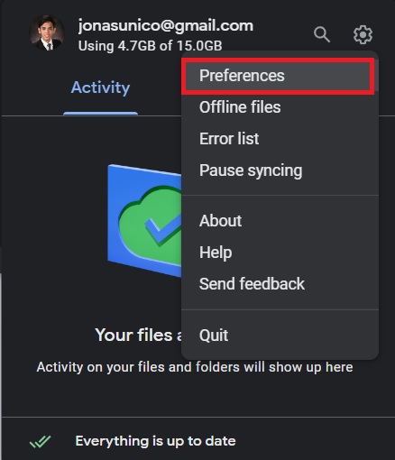 Google Drive App Preferences