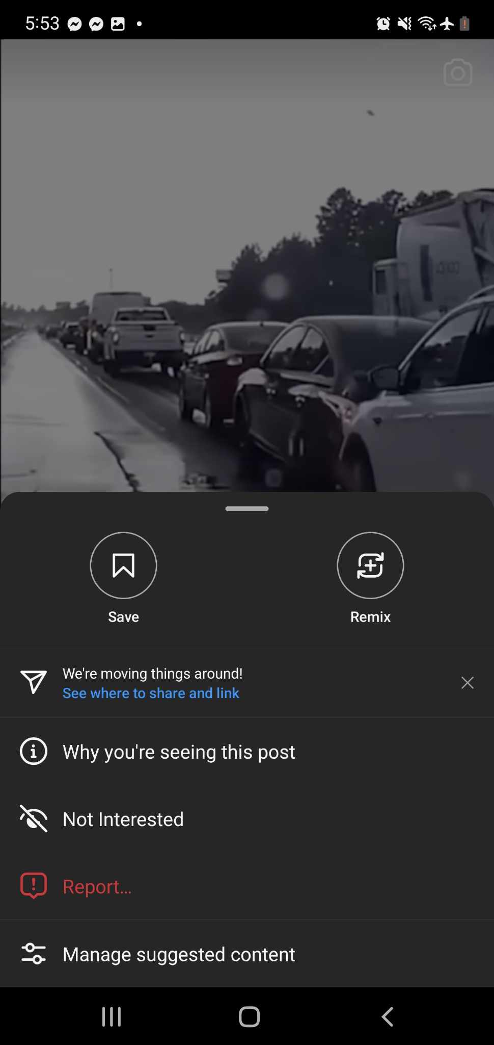 Instagram Not Interested Button