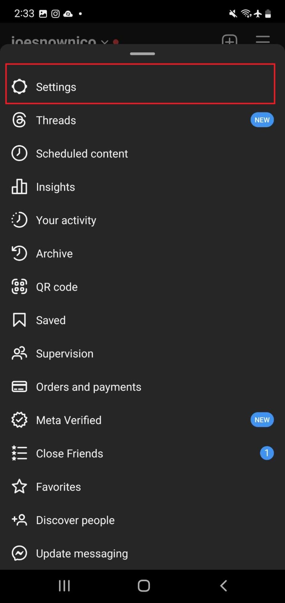 Instagram Settings
