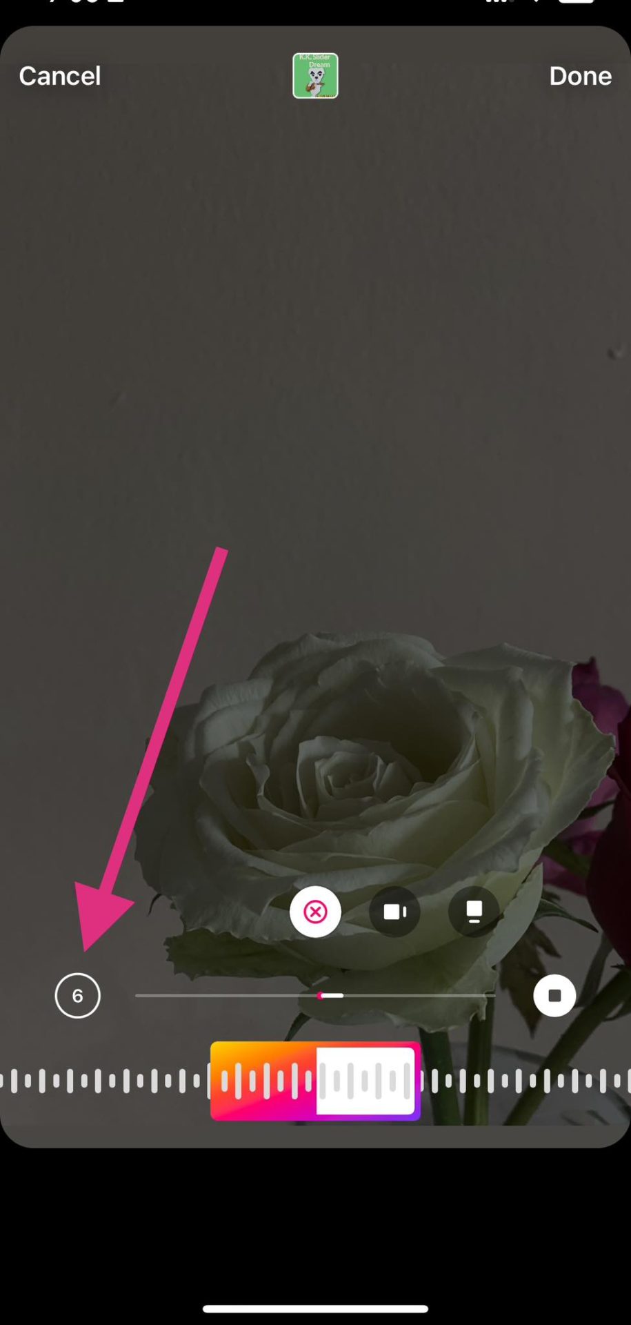 Instagram on phone - showing the number icon button