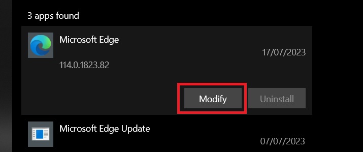 Microsoft Edge Modify