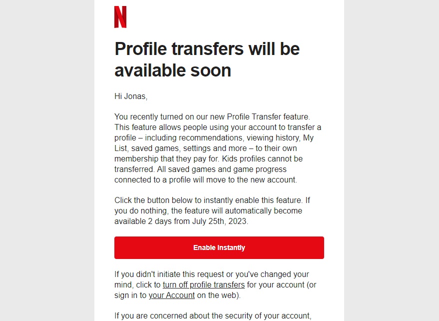 Netflix Enable Profile Transfers Instantly
