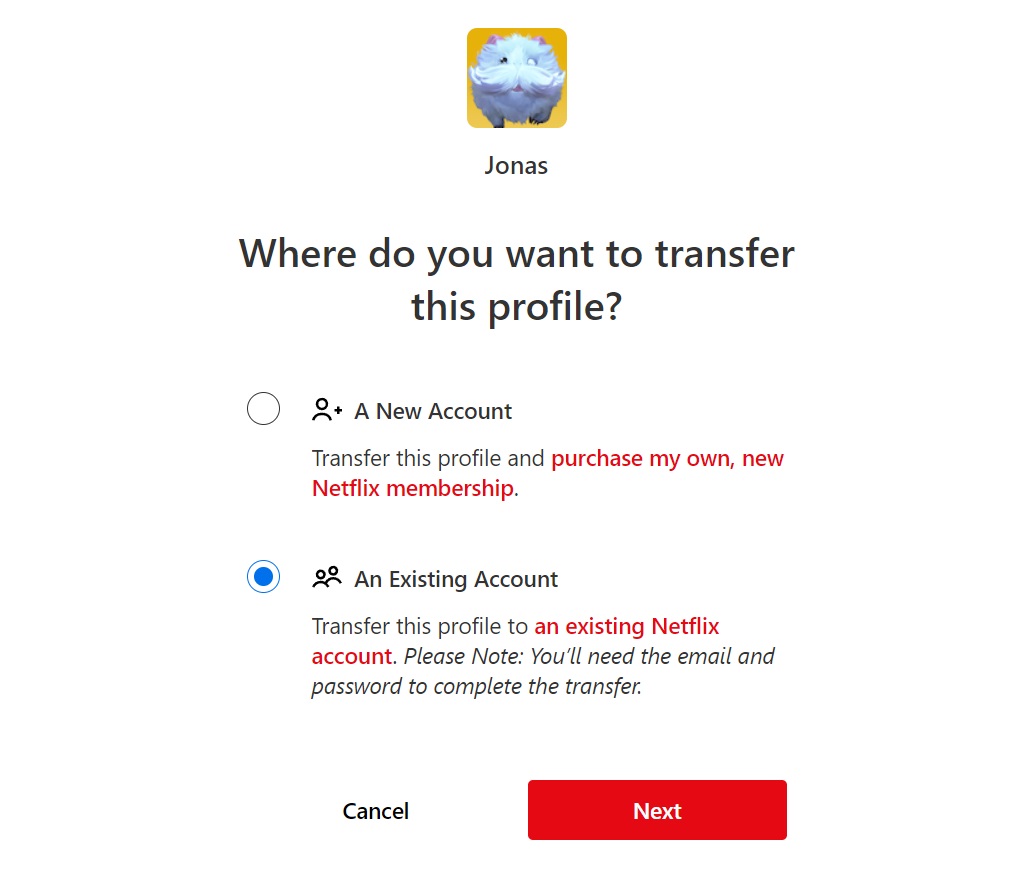 Netflix Proceed With Profile Transfer