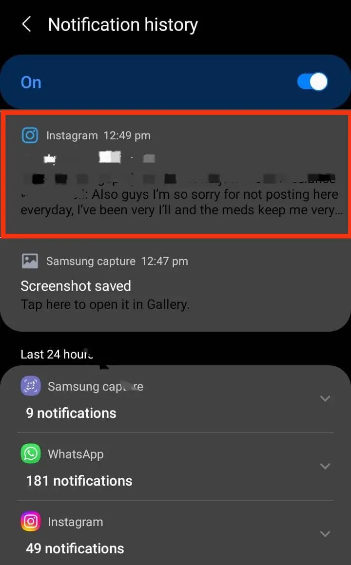 Notification History Android