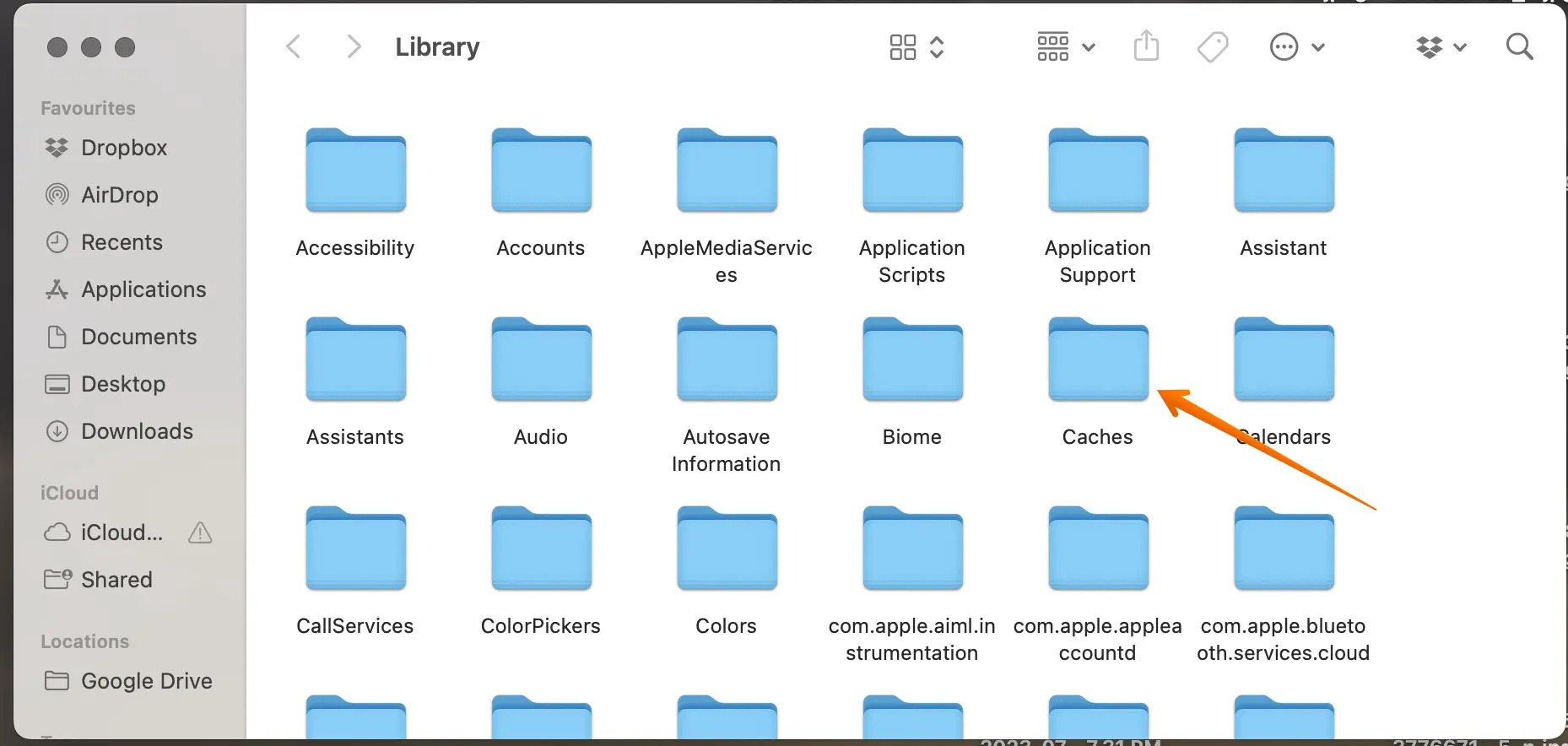 Open Cache Folder in macOS
