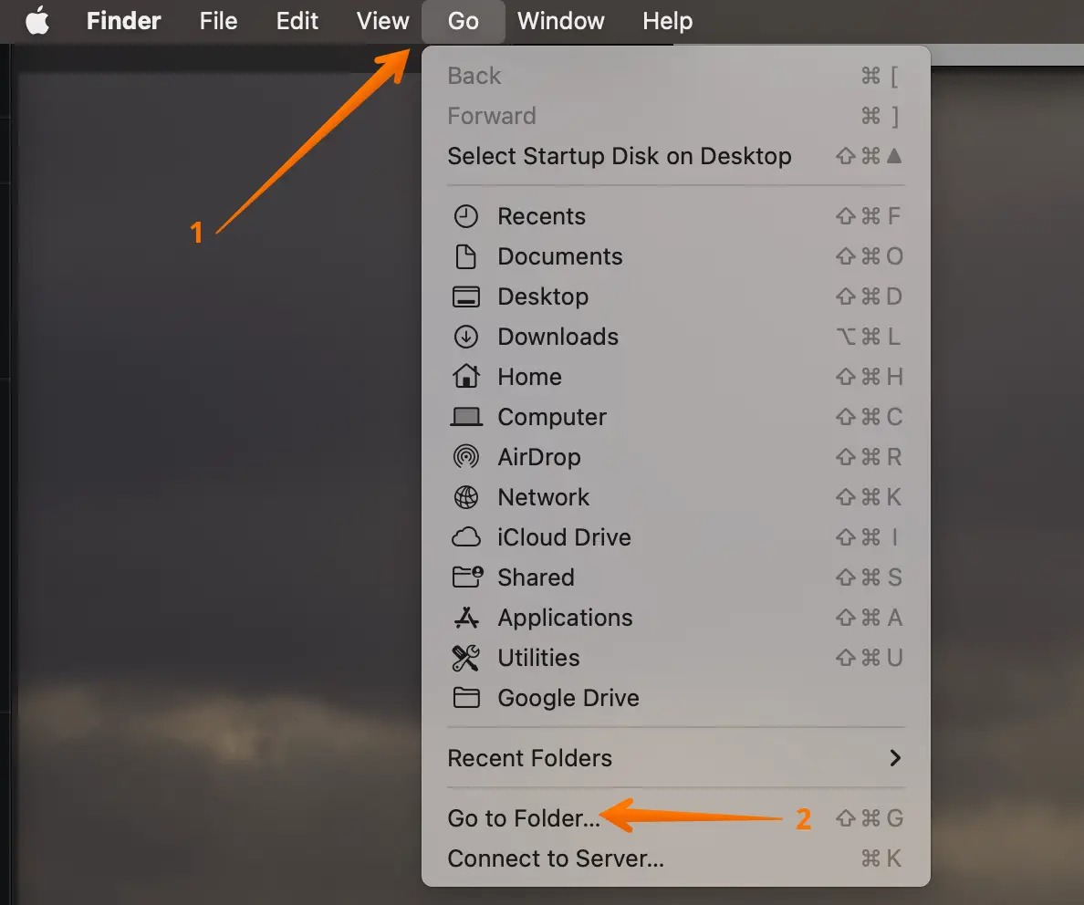 Open Go to Folder on macOS