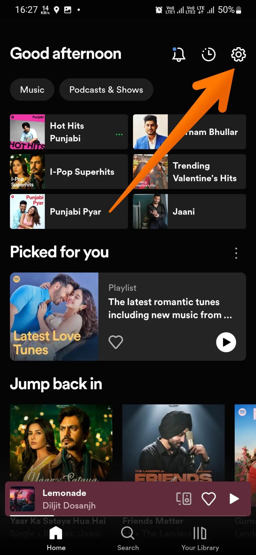 Open Spotify Settings in Android
