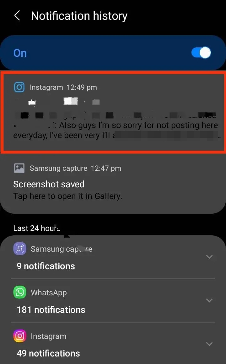 Read notifications past day