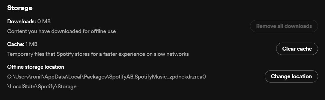 Spotify Clear cache