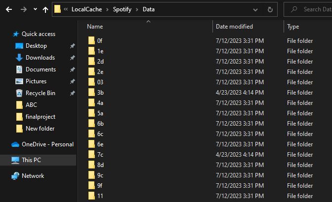 Spotify Data folders