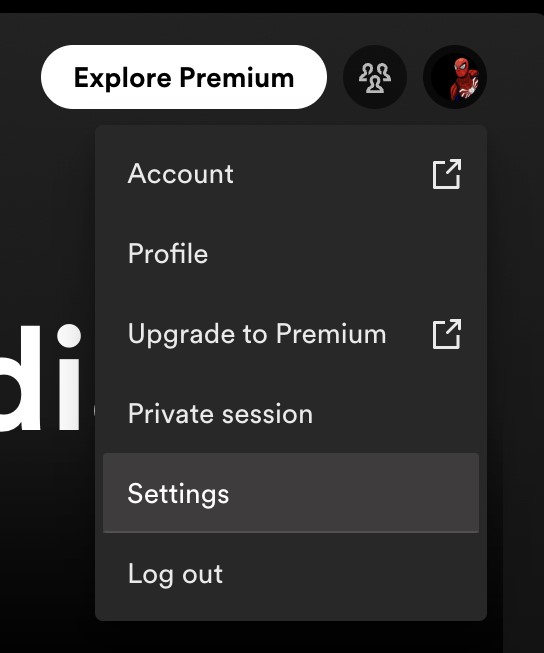 Spotify Settings option Mac
