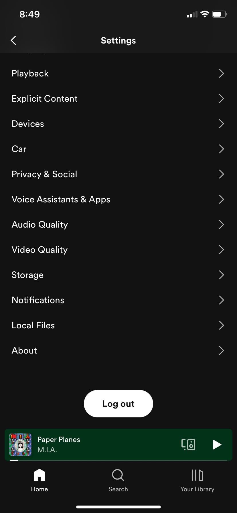 Spotify Storage option