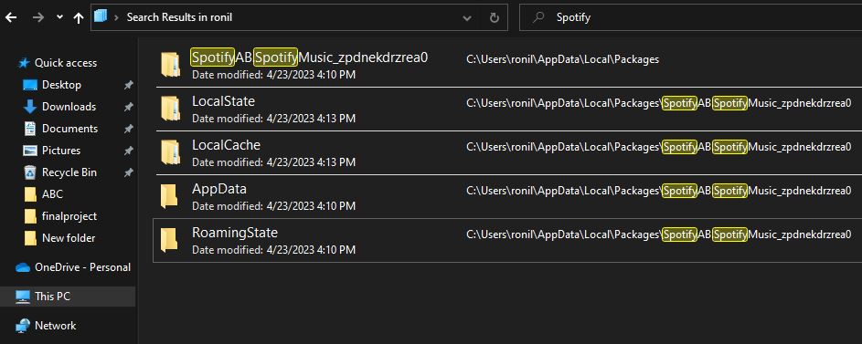 Spotify folder