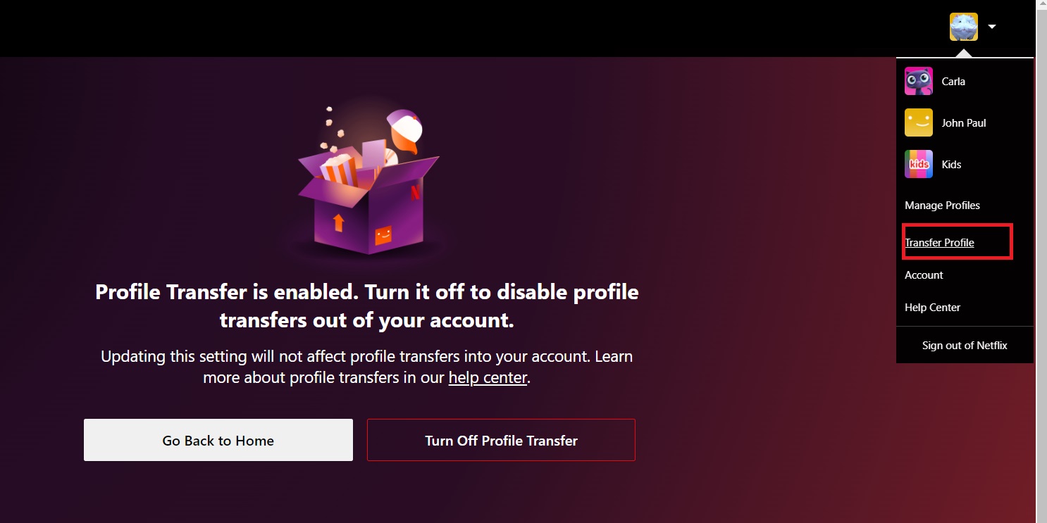 Transfering Profiles on Netflix